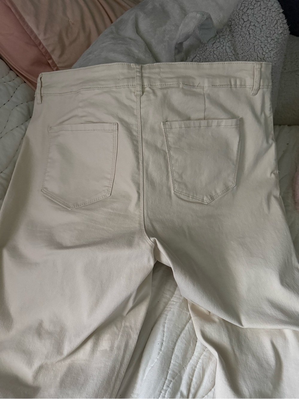 Cream Button-Fly High-Rise Jeans - Picture 3 of 5
